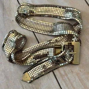 Vintage 50s Whiting & Davis Schaeffer Belts Gold Mesh Chain Link Chain Mail Belt Vintage Whiting and Davis Gold Tone Chainmail Belt Schaffer  main image 4